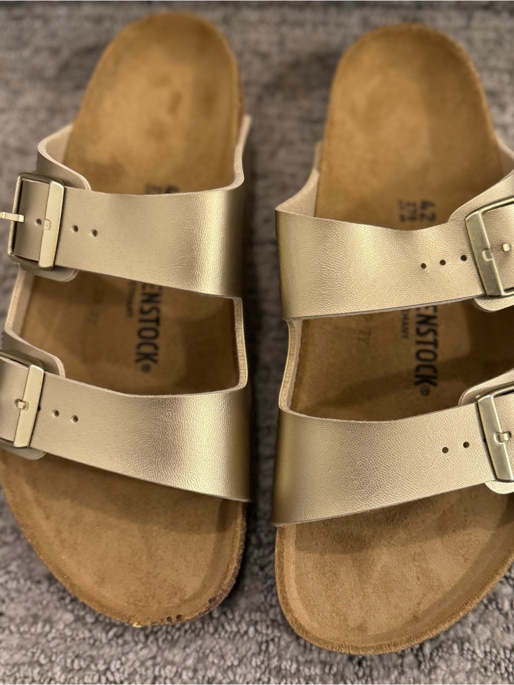 Size 42 Birkenstock Double Strap Sandal - Metallic Gold